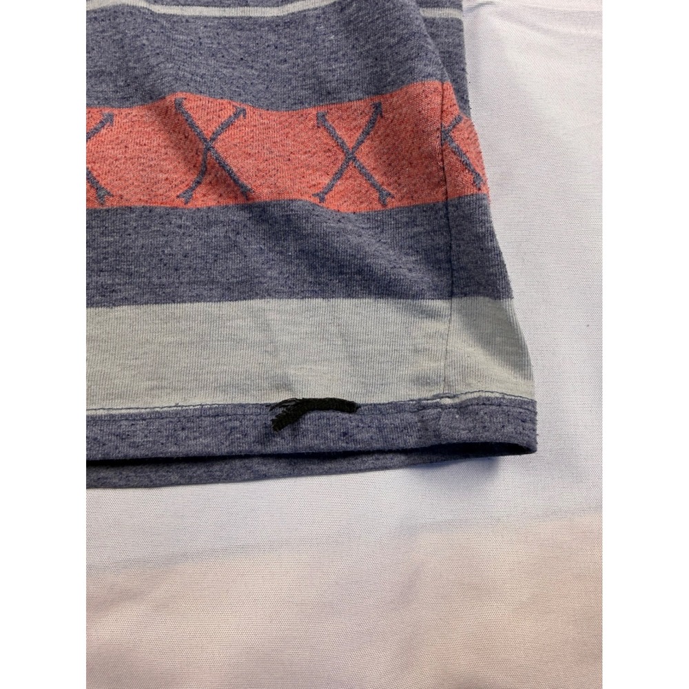 On The Byas Mens XL Striped Short Sleeve T-Shirt Blue Gray Orange Arrow Cross - Picture 5 of 7
